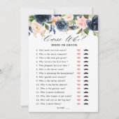 ブルガンディレッドネイビーブルーフローラブライダルシャワーゲーム 招待状 (正面)