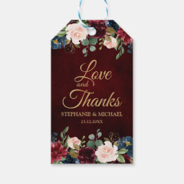 ブルガンディレッドネイビー素朴フローラボホギフトラベル ギフトタグ