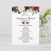 ブルガンディレッドネイビー素朴フローラボホファンフロント 招待状 (スタンド正面)