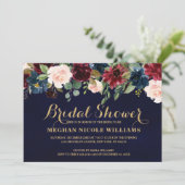 ブルガンディレッドネイビー素朴フローラボホブライダルシャワー 招待状 (スタンド正面)