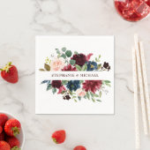 ブルガンディレッドネイビー素朴フローラボホペーパーナプキン スタンダードカクテルナプキン (インサイチュ)