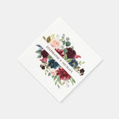 ブルガンディレッドネイビー素朴フローラボホペーパーナプキン スタンダードカクテルナプキン (角)