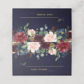 ブルガンディレッドネイビー素朴フローラボホ座席表 プレイスカード (外部開封)