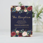 ブルガンディレッドネイビー素朴フローラボホ披露宴 招待状 (スタンド正面)