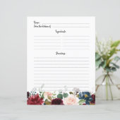 ブルガンディレッドネイビー赤面ブライダルシャワーレシピカード (スタンド正面)