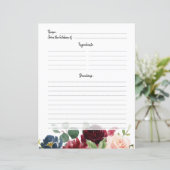 ブルガンディレッドネイビー赤面ブライダルシャワーレシピカード (スタンド正面)