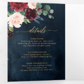 ブルガンディレッドネイビー金ゴールドトリフォールド結婚式招待状 三つ折り案内状 (内部最初)