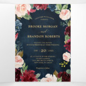 ブルガンディレッドネイビー金ゴールドトリフォールド結婚式招待状 三つ折り案内状 (内部中)