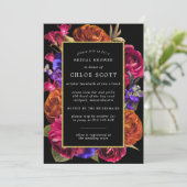 ブルガンディレッドパープルオレンジフローラブライダルシャワー 招待状 (スタンド正面)