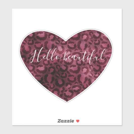 ブルガンディレッドヒョウ印刷ハート美しい引用文 シール (シート)