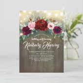 ブルガンディレッドピオニーガーランド素朴誕生日 招待状 (スタンド正面)