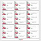 ブルガンディレッドピオニーネイビーゲストネームズ住所 シール (シート)