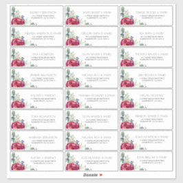 ブルガンディレッドピオニーネイビーゲストネームズ住所 シール