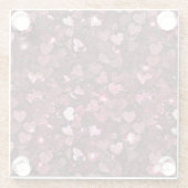 ブルガンディレッドピンクグリッターハート ガラスコースター (裏面)