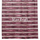 ブルガンディレッドピンクローズ金ゴールドストライプグリッター シャワーカーテン (正面)