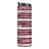 ブルガンディレッドピンクローズ金ゴールドストライプグリッター タンブラー (回転右)