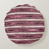 ブルガンディレッドピンクローズ金ゴールドストライプグリッター ラウンドクッション (裏面)