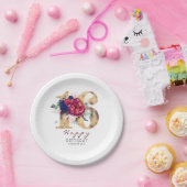 ブルガンディレッドフローラタイポグラフィ16th誕生日 ペーパープレート (パーティー)