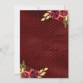 ブルガンディレッドフローラドレスチャロ金ゴールドキンセアニェラ 招待状 (裏面)