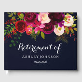 ブルガンディレッドフローラネイビーボホリタイアメントパーティー ゲストブック (正面)