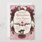 ブルガンディレッドフローラバラシャルロキンセアニェラ 招待状 (正面)