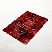 ブルガンディレッドフローラブライダルシャワー 箔招待状 (回転した状態)