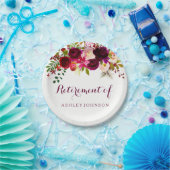 ブルガンディレッドフローラボホリタイアメントパーティー ペーパープレート (パーティー)