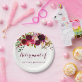 ブルガンディレッドフローラボホリタイアメントパーティー ペーパープレート (パーティー)