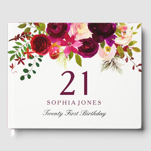 ブルガンディレッドフローラボホ21歳パーティー ゲストブック (正面)