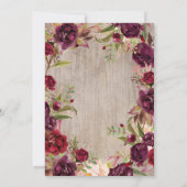 ブルガンディレッドフローラメイスンジャー素朴ブライダルシャワー 招待状 (裏面)