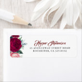 ブルガンディレッドフローラ秋の結婚式 ラベル (インサイチュ)