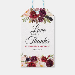 ブルガンディレッドフローラ素朴ボホギフトラベル ギフトタグ