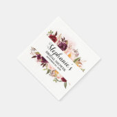 ブルガンディレッドフローラ素朴ボホブライダルシャワー スタンダードカクテルナプキン (角)