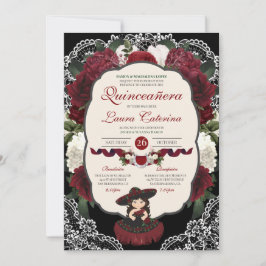 ブルガンディレッドブラックフローラエレガントシャーロカリン 招待状