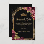 ブルガンディレッドブラック金ゴールドグリッターフローラキンセアニェラ サンキューカード (正面/裏面)