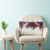 ブルガンディレッドブルーネイビーバラフラワーウォーターフォールドップ ランバークッション (椅子)