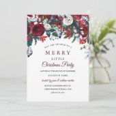 ブルガンディレッドホワイトフローラクリスマスパーティー 招待状 (スタンド正面)