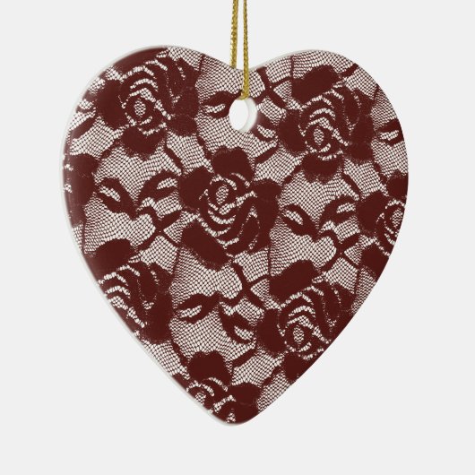 ブルガンディレッドホワイトレースフローラ セラミックオーナメント (右)