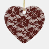 ブルガンディレッドホワイトレースフローラ セラミックオーナメント (裏面)