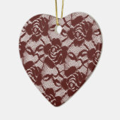 ブルガンディレッドホワイトレースフローラ セラミックオーナメント (左)