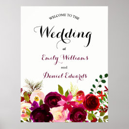 ブルガンディレッドボホフローラウォーター結婚カラー ポスター