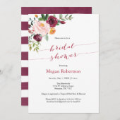 ブルガンディレッドマルサラフローラブライダルシャワー 招待状 (正面/裏面)