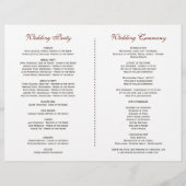 ブルガンディレッドマルサラフローラ結婚式 プログラム チラシ (裏面)