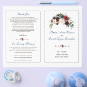 ブルガンディレッドマルサラフローラ結婚式 プログラム チラシ (シングル)