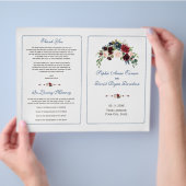 ブルガンディレッドマルサラフローラ結婚式 プログラム チラシ (手)