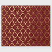 ブルガンディレッドマルーンゴールデンクローバーアールデコ ラッピングペーパー (フラット)