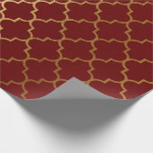 ブルガンディレッドマルーンゴールデンクローバーアールデコ ラッピングペーパー (角)