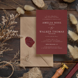 ブルガンディレッドミニマル結婚式招待状 招待状