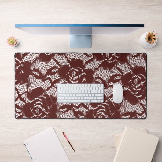 ブルガンディレッドレースフローラ デスクマット (オフィス1)