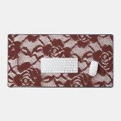 ブルガンディレッドレースフローラ デスクマット (キーボード&マウス)